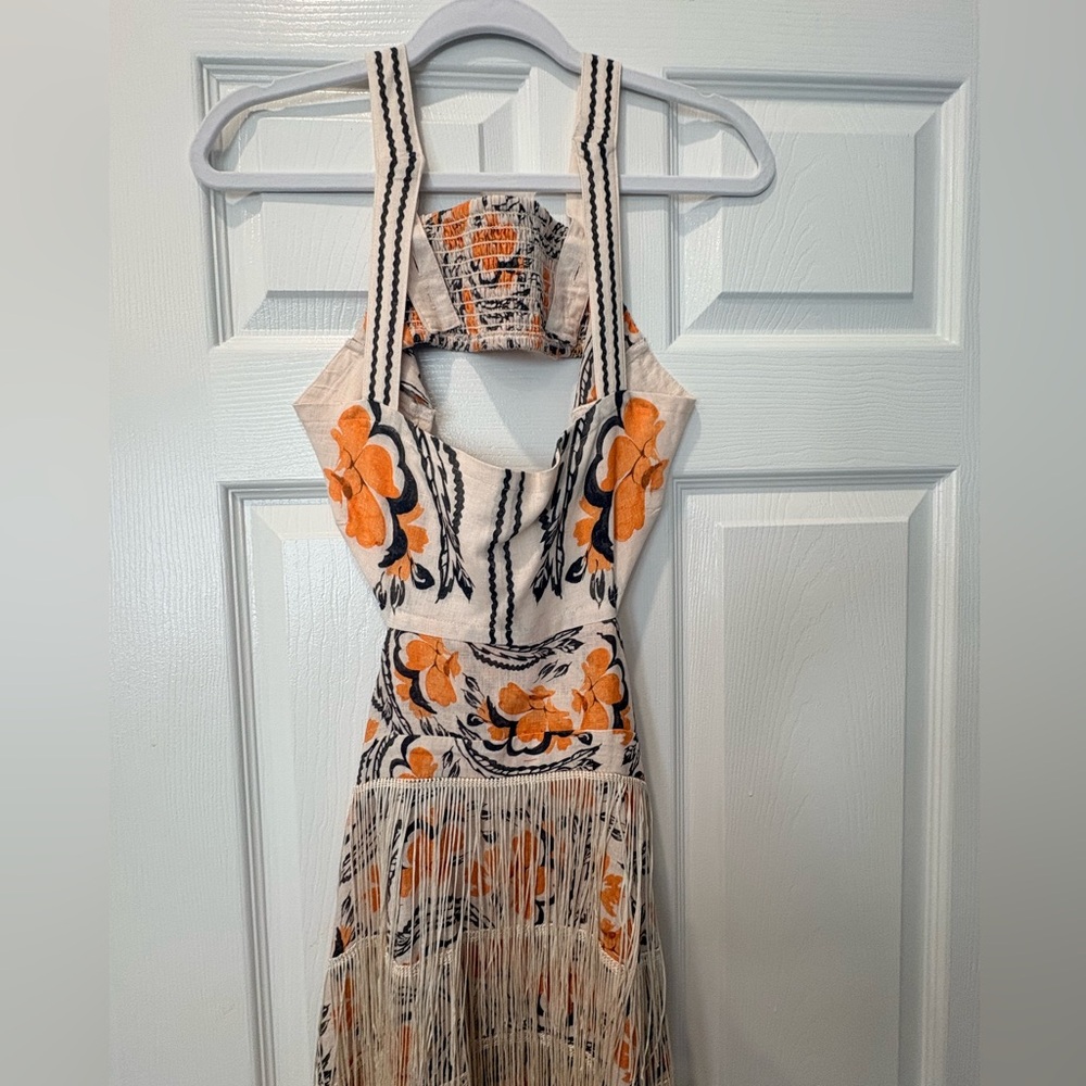 Anthropologie Linen Fringe Column Midi Dress
 – Never Worn No Tags - Picture 3 of 5